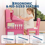 Ensemble bureau et chaise d'étude Garvee pour enfants avec rangement, bureau pour enfants avec huche et inclinable, pour la maison