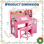 Ensemble bureau et chaise d'étude Garvee pour enfants avec rangement, bureau pour enfants avec huche et inclinable, pour la maison