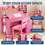 Ensemble bureau et chaise d'étude Garvee pour enfants avec rangement, bureau pour enfants avec huche et inclinable, pour la maison
