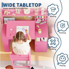 Ensemble bureau et chaise d'étude Garvee pour enfants avec rangement, bureau pour enfants avec huche et inclinable, pour la maison