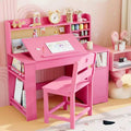 Garvee Kids Study Desk & Chair Set with Storage, Kids Desk with Hutch and Tiltable,for Home