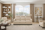 Chenille Upholstered 3-Seat Sofa with Removable Headrests and Side Pockets, 226.1 cm Wide