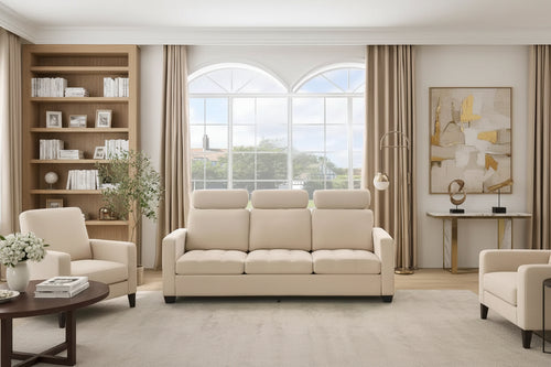 89 in Oversized 3 Seat Sofa, Chenille Fabric Upholstered Sofa with Wide Armrest, Removable Headrest and Side Storage Pockets for Home Office