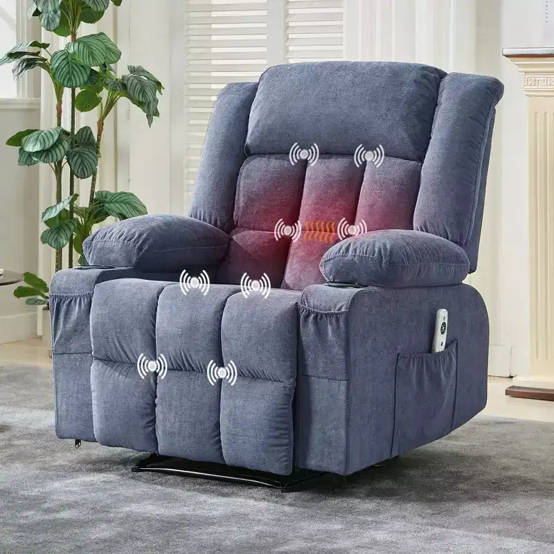 COZONY Recliner Chair with Massage & Heat,Glider Chair with Side Pockets & Cup Holder for Living Room
