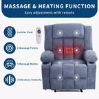 Fauteuil inclinable massant et chauffant, fauteuil planeur avec poches latérales et porte-gobelet pour salon