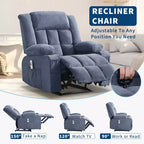 Fauteuil inclinable massant et chauffant, fauteuil planeur avec poches latérales et porte-gobelet pour salon