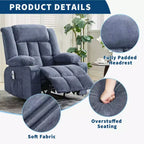 Fauteuil inclinable massant et chauffant, fauteuil planeur avec poches latérales et porte-gobelet pour salon