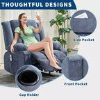 Fauteuil inclinable massant et chauffant, fauteuil planeur avec poches latérales et porte-gobelet pour salon
