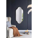 Modern Novelty Decorative Wall Mirror with Wooden Edge,Elegant Home Decor Vanity Mirror for Bedroom,Living Room