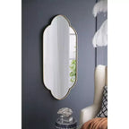Miroir mural décoratif fantaisie moderne avec bord en bois, miroir de courtoisie élégant pour chambre à coucher, salon
