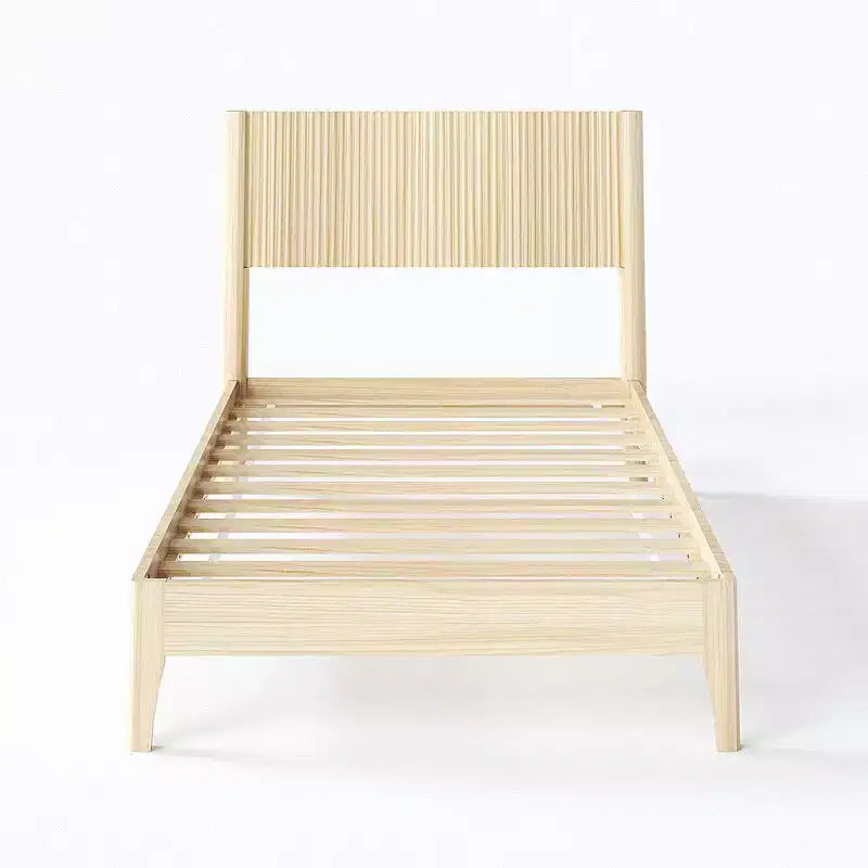 Cadre de lit simple en bois massif Karl Home avec tête de lit style grille