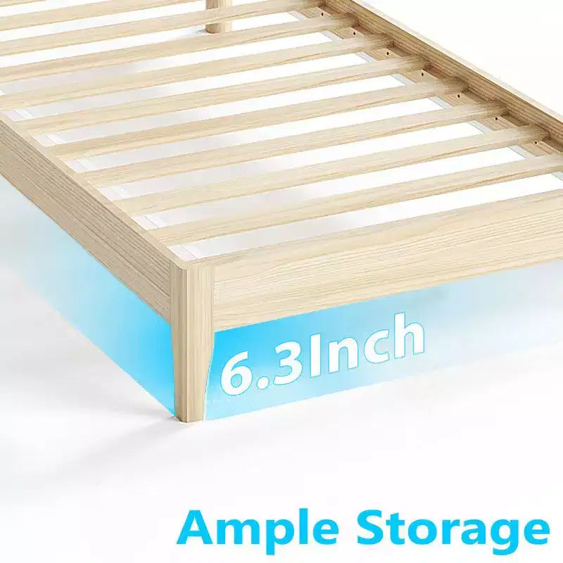 Cadre de lit simple en bois massif Karl Home avec tête de lit style grille