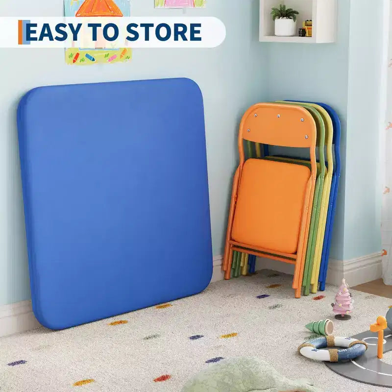 Ensemble Table et Chaises Pliables pour Enfants, Portable Léger pour Tout-Petits, Montage Facile sans Outil pour Activités Manuelles, Repas et Apprentissage