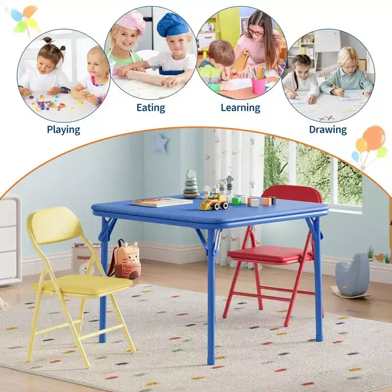 Ensemble Table et Chaises Pliables pour Enfants, Portable Léger pour Tout-Petits, Montage Facile sans Outil pour Activités Manuelles, Repas et Apprentissage