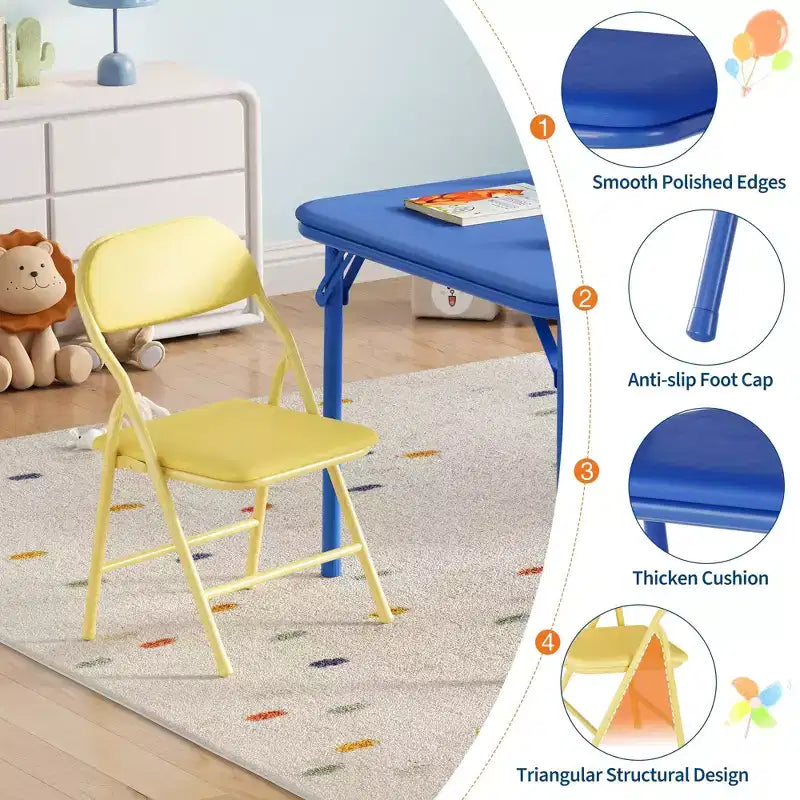 Ensemble Table et Chaises Pliables pour Enfants, Portable Léger pour Tout-Petits, Montage Facile sans Outil pour Activités Manuelles, Repas et Apprentissage