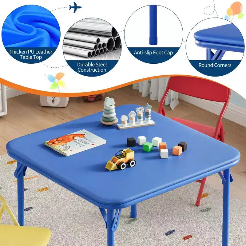 Ensemble Table et Chaises Pliables pour Enfants, Portable Léger pour Tout-Petits, Montage Facile sans Outil pour Activités Manuelles, Repas et Apprentissage