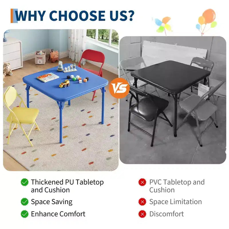 Ensemble Table et Chaises Pliables pour Enfants, Portable Léger pour Tout-Petits, Montage Facile sans Outil pour Activités Manuelles, Repas et Apprentissage