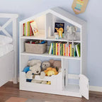 Bibliothèque pour enfants, organisateur de rangement de jouets, bibliothèque en bois pour tout-petits avec lumière à détecteur de mouvement, bibliothèque maison de poupée pour chambre à coucher, salle de classe, jardin d'enfants