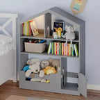 Bibliothèque pour enfants, organisateur de rangement de jouets, bibliothèque en bois pour tout-petits avec lumière à détecteur de mouvement, bibliothèque maison de poupée pour chambre à coucher, salle de classe, jardin d'enfants