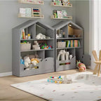 Bibliothèque pour enfants, organisateur de rangement de jouets, bibliothèque en bois pour tout-petits avec lumière à détecteur de mouvement, bibliothèque maison de poupée pour chambre à coucher, salle de classe, jardin d'enfants