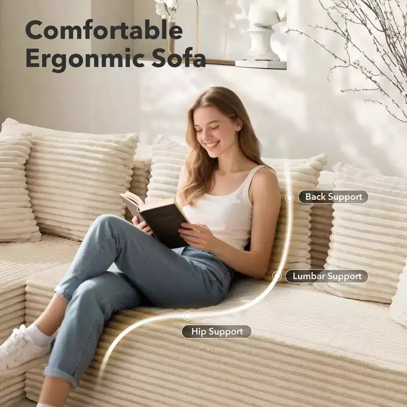 Canapé d'angle en L de 106 pouces avec méridienne, canapé modulable moderne Cloud, canapé sectionnel, meuble rembourré à assise profonde, aucun outil requis pour l'assemblage