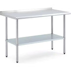 Stainless Steel Prep Table with Backsplash and Adjustable Undershelf, 61 × 121.9 cm