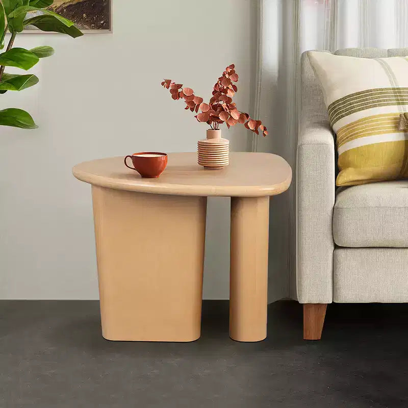 Table d'appoint en bois, petite table d'appoint avec plateau conique, table basse simple pour salon, chambre, canapé, table d'appoint pour la maison