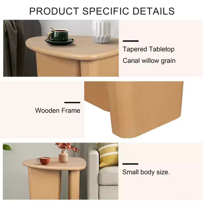 Table d'appoint en bois, petite table d'appoint avec plateau conique, table basse simple pour salon, chambre, canapé, table d'appoint pour la maison