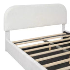 Cadre de lit relevable capitonné blanc pour matelas d'environ 152 x 203 cm