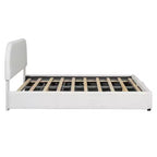 Cadre de lit relevable capitonné blanc pour matelas d'environ 152 x 203 cm