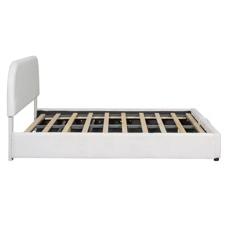 Lit Rembourré Luxystar Grand Lit Avec Rangement Relevable, Blanc