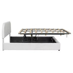 Cadre de lit relevable capitonné blanc pour matelas d'environ 152 x 203 cm