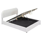 Cadre de lit relevable capitonné blanc pour matelas d'environ 152 x 203 cm