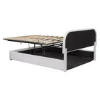 Cadre de lit relevable capitonné blanc pour matelas d'environ 152 x 203 cm