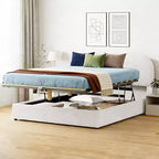Cadre de lit relevable capitonné blanc pour matelas d'environ 152 x 203 cm