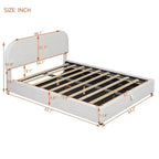 Cadre de lit relevable capitonné blanc pour matelas d'environ 152 x 203 cm