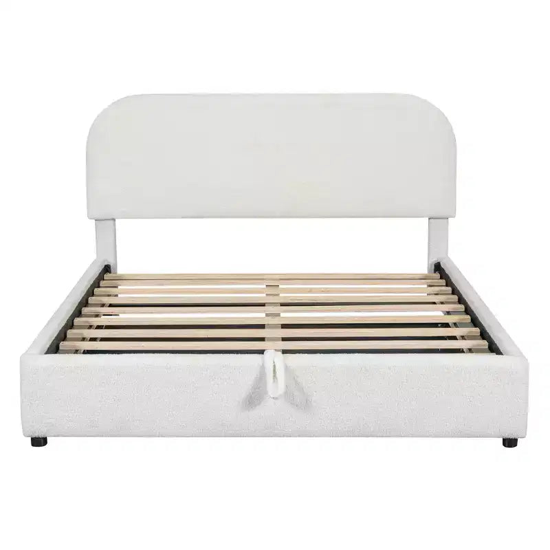Lit Rembourré Luxystar Grand Lit Avec Rangement Relevable, Blanc