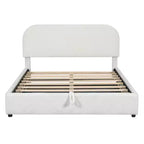 Cadre de lit relevable capitonné blanc pour matelas d'environ 152 x 203 cm