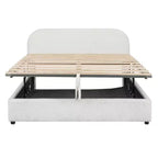 Cadre de lit relevable capitonné blanc pour matelas d'environ 152 x 203 cm
