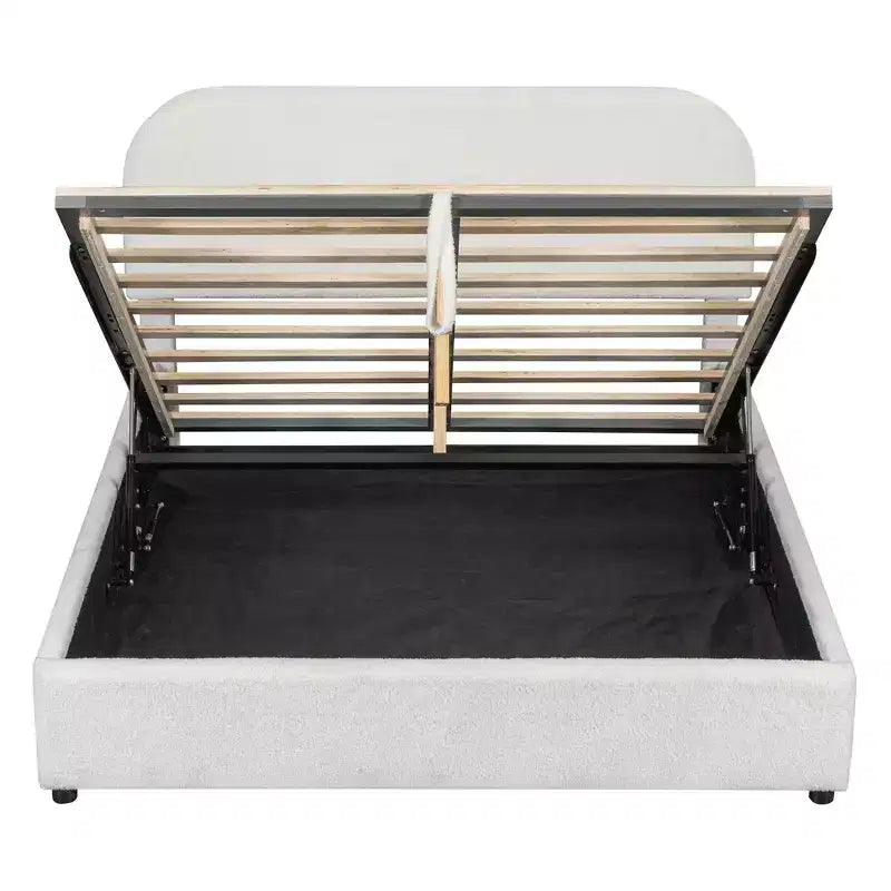 Lit Rembourré Luxystar Grand Lit Avec Rangement Relevable, Blanc