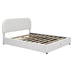 Cadre de lit relevable capitonné blanc pour matelas d'environ 152 x 203 cm
