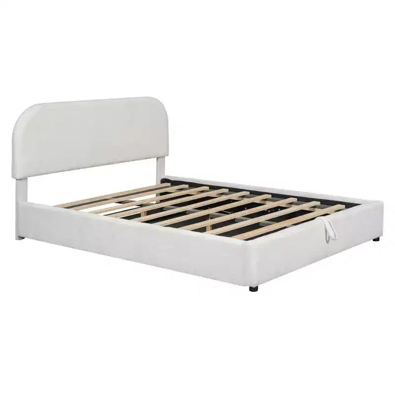 Lit Rembourré Luxystar Grand Lit Avec Rangement Relevable, Blanc