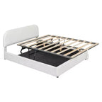 Cadre de lit relevable capitonné blanc pour matelas d'environ 152 x 203 cm
