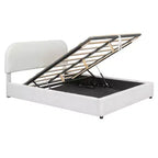 Cadre de lit relevable capitonné blanc pour matelas d'environ 152 x 203 cm