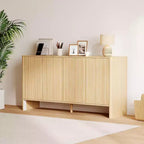 Fluted Wood Sideboard Storage Cabinet with Curved Front, 147.1 cm Wide