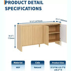 Bahut de rangement en bois cannelé avec façade incurvée, 147,1 cm de large