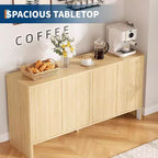 Bahut de rangement en bois cannelé avec façade incurvée, 147,1 cm de large