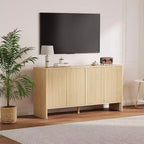 Bahut de rangement en bois cannelé avec façade incurvée, 147,1 cm de large