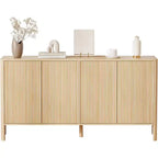 Bahut de rangement en bois cannelé avec façade incurvée, 147,1 cm de large