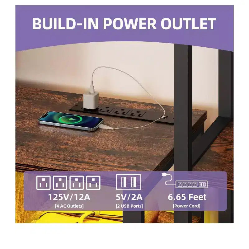 Meuble TV pour téléviseurs jusqu'à 65 pouces, centre de divertissement LED avec 2 étagères et prise de courant, meuble TV de style ferme avec tiroir en tissu